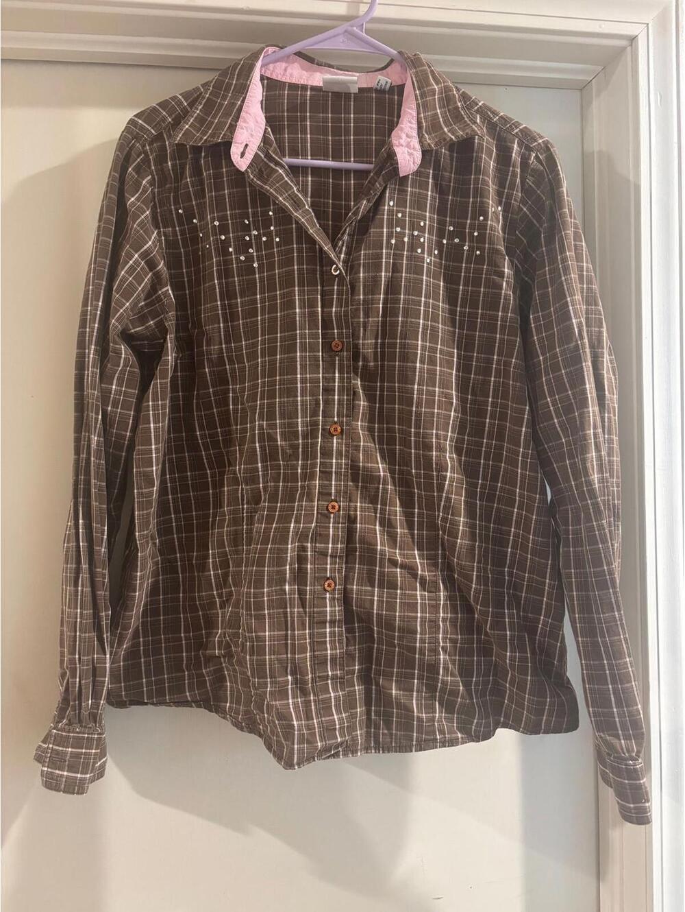 Rockies Studded Plaid Western Top XXL